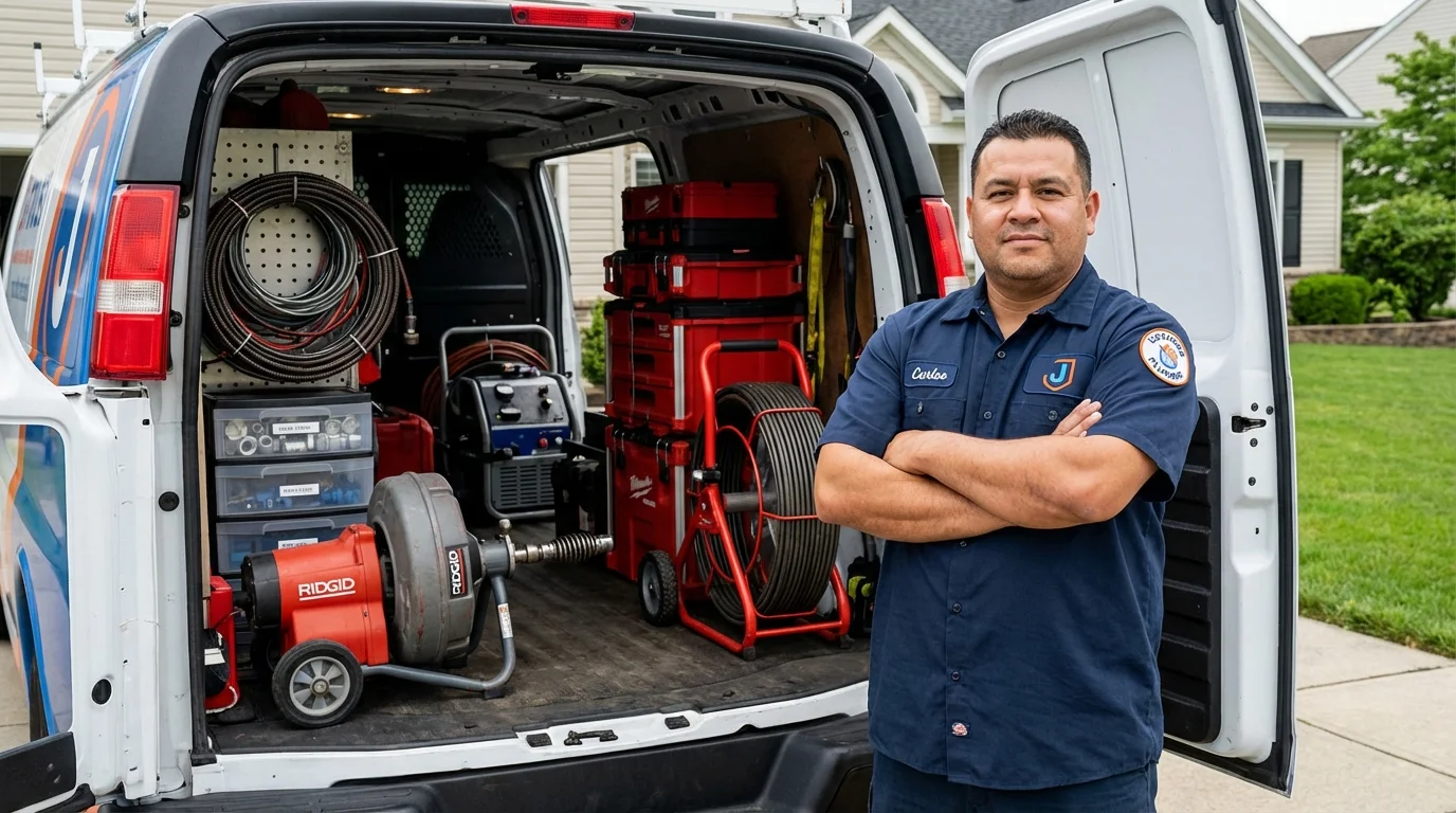 Professional drain cleaning equipment and Johns Plumbing LLC plumber in Dora
