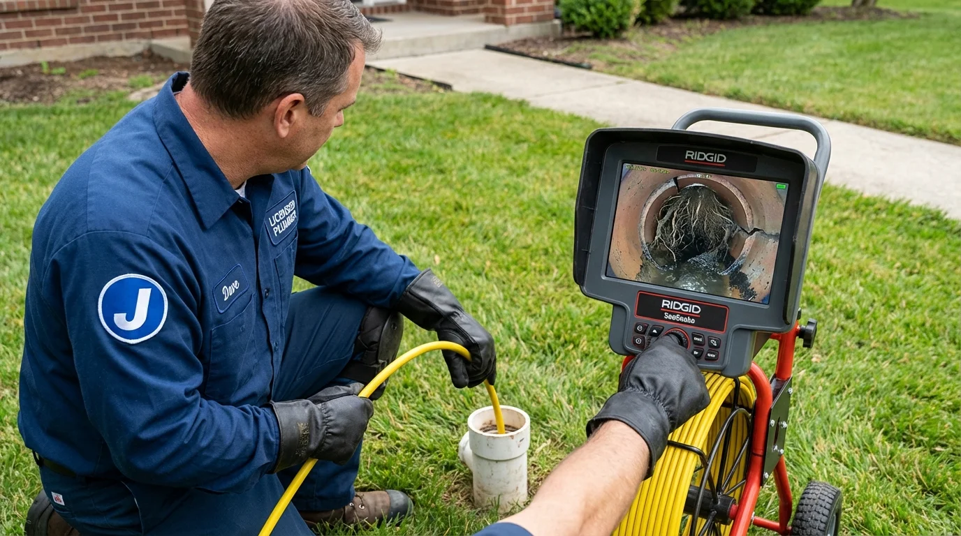 Sewer camera inspection being performed by Johns Plumbing LLC in Dora